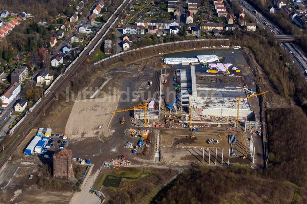 Herne von oben - Baustelle zum Neubau eines Logistikzentrums der NORDFROST GmbH & Co. KG in Herne im Bundesland Nordrhein-Westfalen, Deutschland