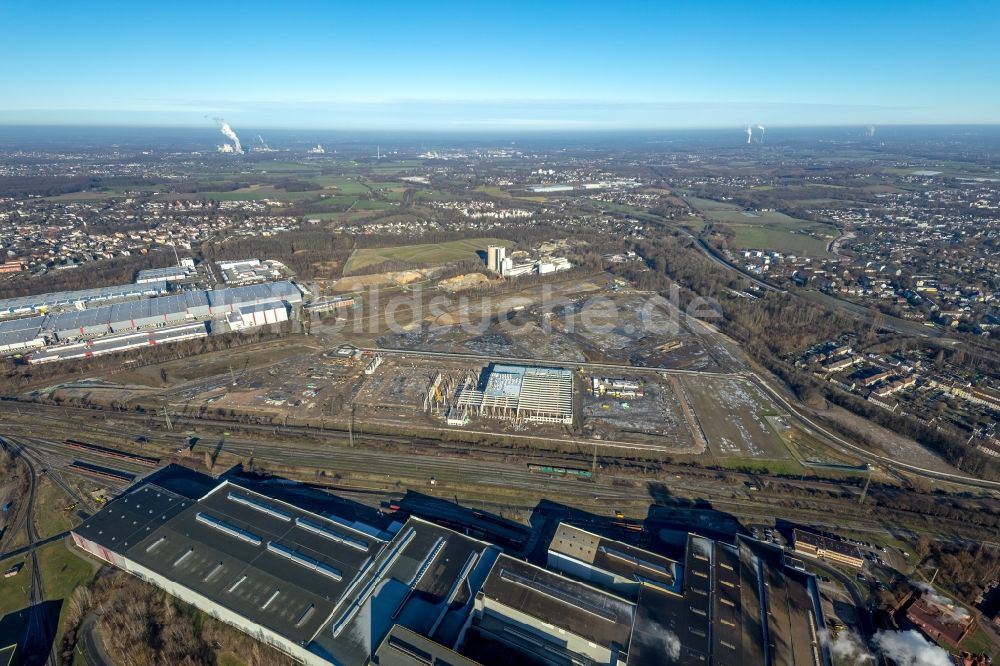 Dortmund aus der Vogelperspektive: Baustelle zum Neubau eines Logistikzentrums der REWE DORTMUND Großhandel eG in Dortmund im Bundesland Nordrhein-Westfalen, Deutschland