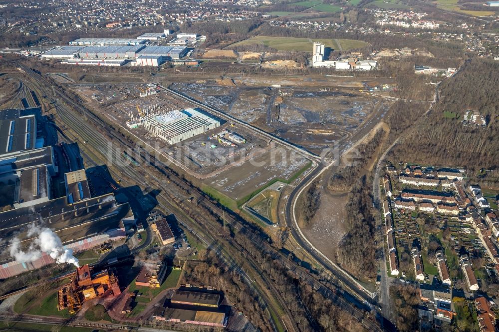 Luftbild Dortmund - Baustelle zum Neubau eines Logistikzentrums der REWE DORTMUND Großhandel eG in Dortmund im Bundesland Nordrhein-Westfalen, Deutschland