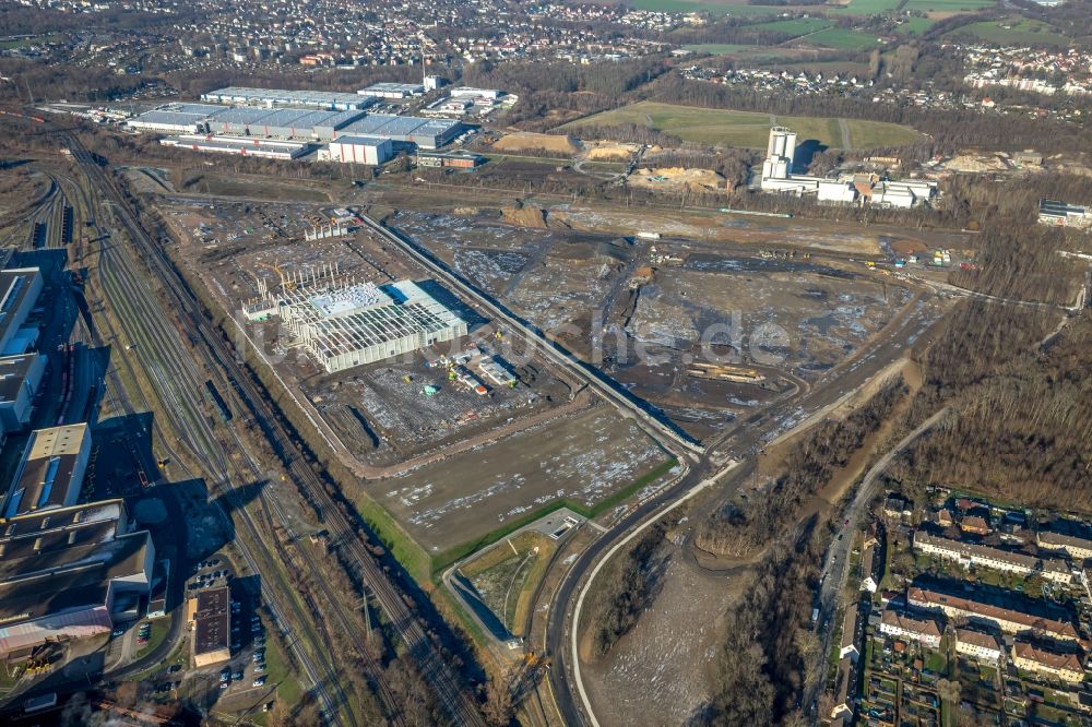 Luftaufnahme Dortmund - Baustelle zum Neubau eines Logistikzentrums der REWE DORTMUND Großhandel eG in Dortmund im Bundesland Nordrhein-Westfalen, Deutschland