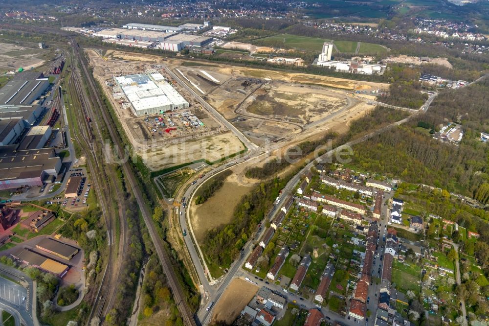 Luftaufnahme Dortmund - Baustelle zum Neubau eines Logistikzentrums der REWE DORTMUND Großhandel eG in Dortmund im Bundesland Nordrhein-Westfalen, Deutschland