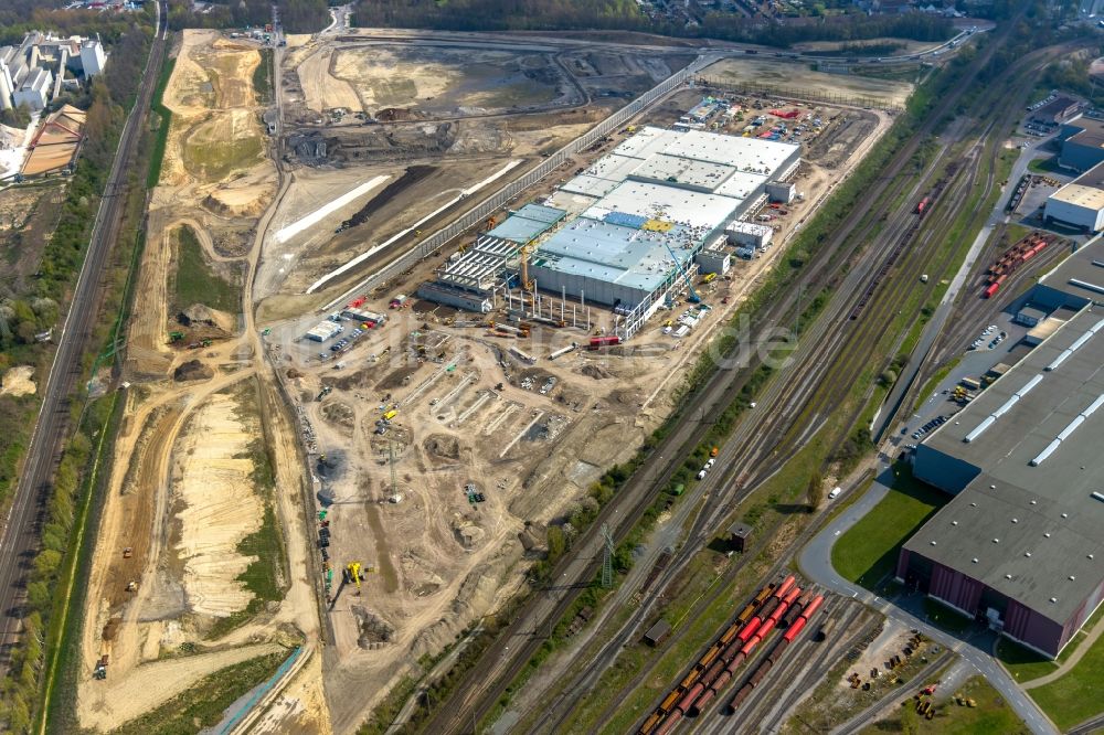 Dortmund von oben - Baustelle zum Neubau eines Logistikzentrums der REWE DORTMUND Großhandel eG in Dortmund im Bundesland Nordrhein-Westfalen, Deutschland