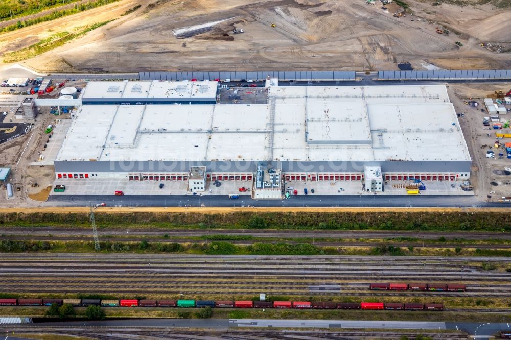 Dortmund von oben - Baustelle zum Neubau eines Logistikzentrums der REWE DORTMUND Großhandel eG in Dortmund im Bundesland Nordrhein-Westfalen, Deutschland