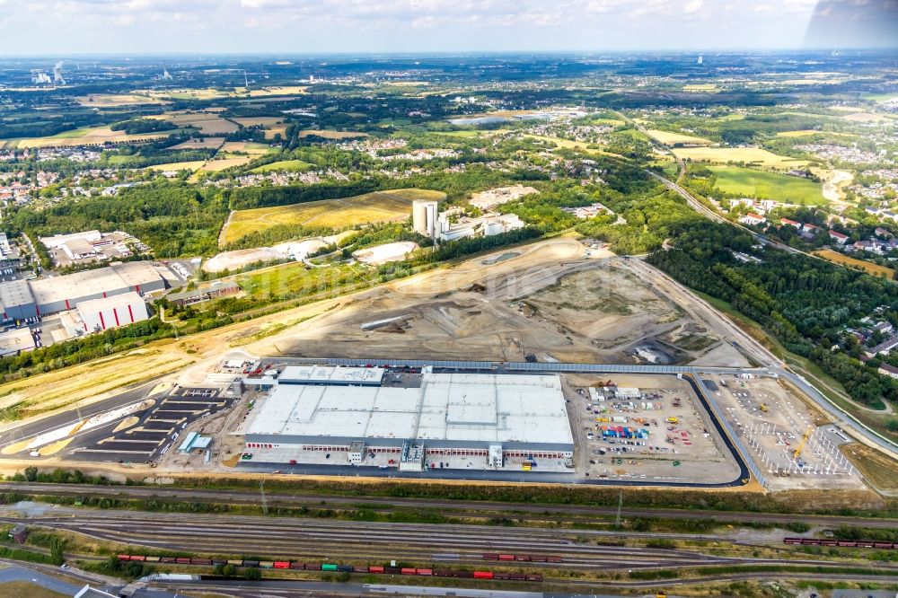 Dortmund aus der Vogelperspektive: Baustelle zum Neubau eines Logistikzentrums der REWE DORTMUND Großhandel eG in Dortmund im Bundesland Nordrhein-Westfalen, Deutschland