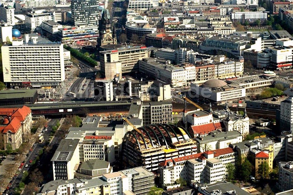 Berlin von oben - Baustelle zum Neubau des Ludwig-Erhard-Haus (LEH) in Berlin-Charlottenburg durch die Firmen KRUPP und MAX BÖGL