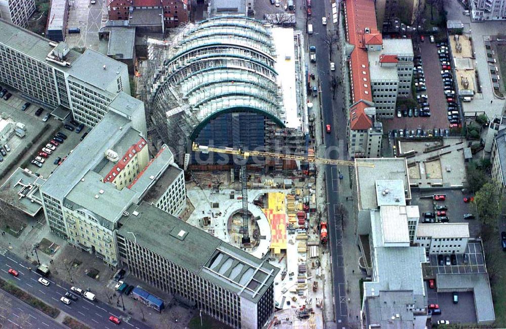 Berlin von oben - Baustelle zum Neubau des Ludwig-Erhard-Haus (LEH) in Berlin-Charlottenburg durch die Firmen KRUPP und MAX BÖGL