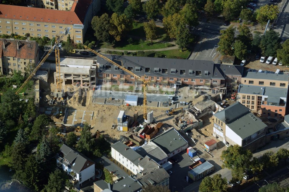 Potsdam von oben - Baustelle zum Neubau LUME ACHT - Wohnen im Einsteinhof in Potsdam im Bundesland Brandenburg