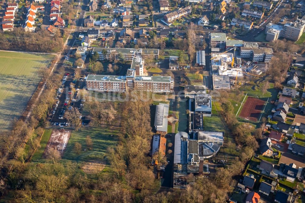 Luftaufnahme Hamm - Baustelle zum Neubau der LWL-Schule für Kranke der LWL-Universitätsklinik an der Heithofer Allee in Hamm im Bundesland Nordrhein-Westfalen