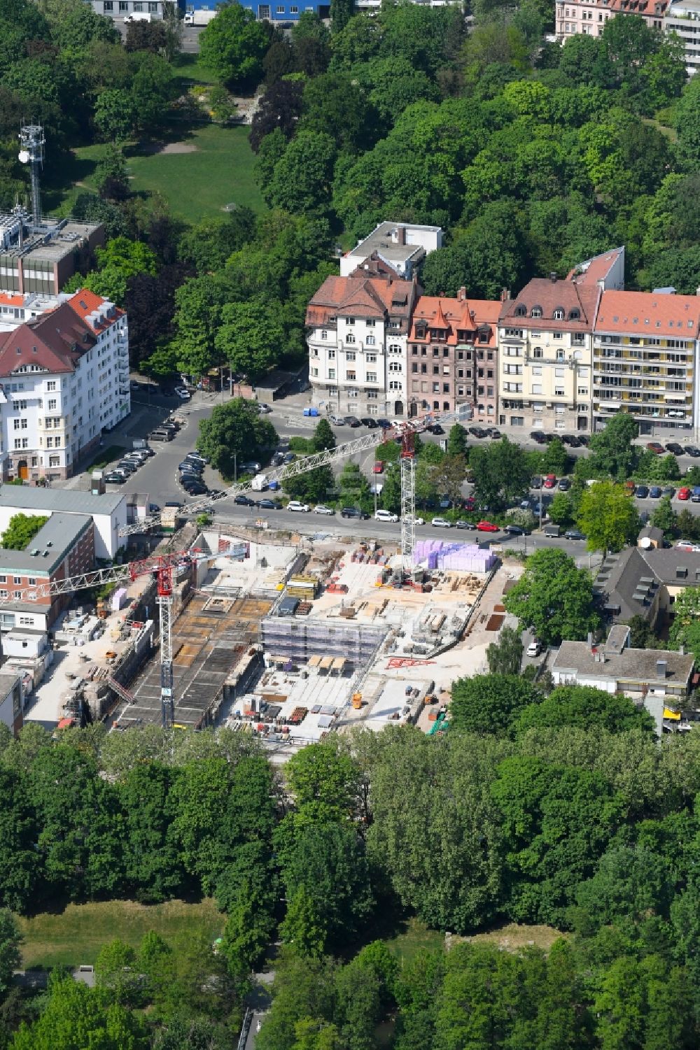 Nürnberg von oben - Baustelle zum Neubau Maria-Ward-Gymnasium in Nürnberg im Bundesland Bayern, Deutschland