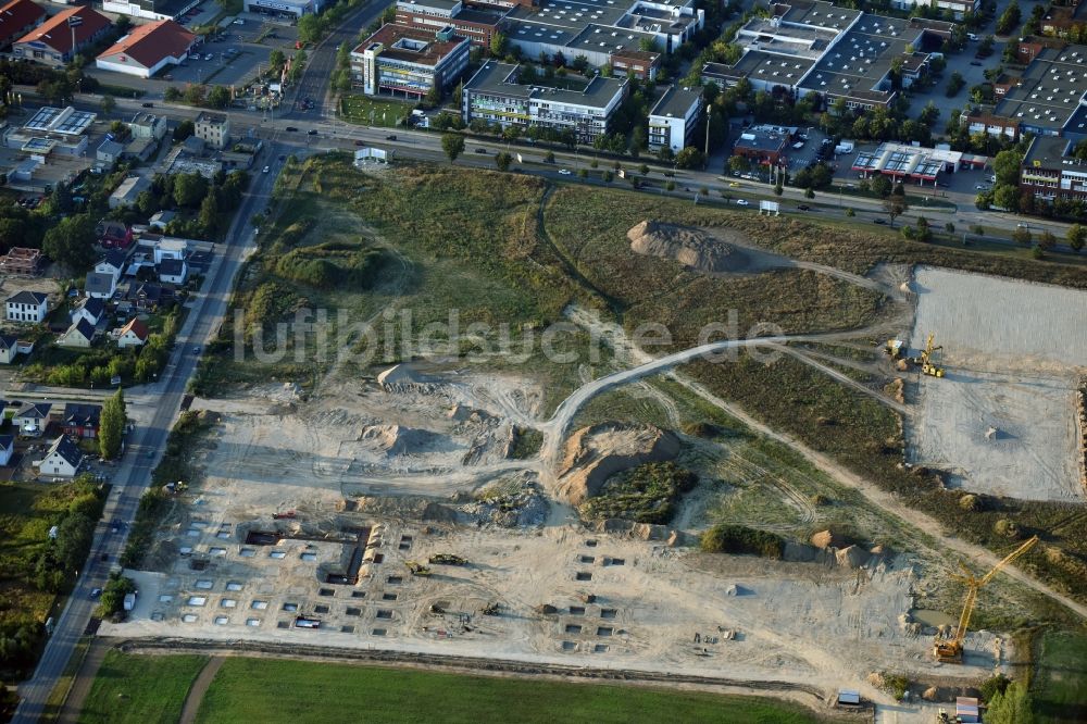 Luftbild Berlin - Baustelle zum Neubau eines Möbelhauses der Porta-Gruppe in Mahlsdorf in Berlin