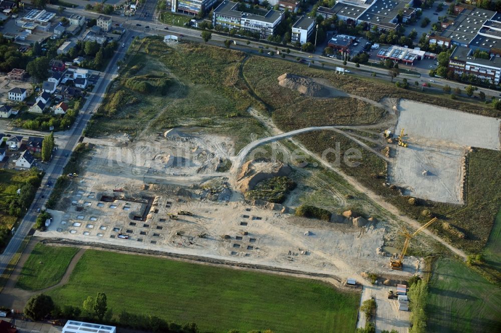 Luftaufnahme Berlin - Baustelle zum Neubau eines Möbelhauses der Porta-Gruppe in Mahlsdorf in Berlin