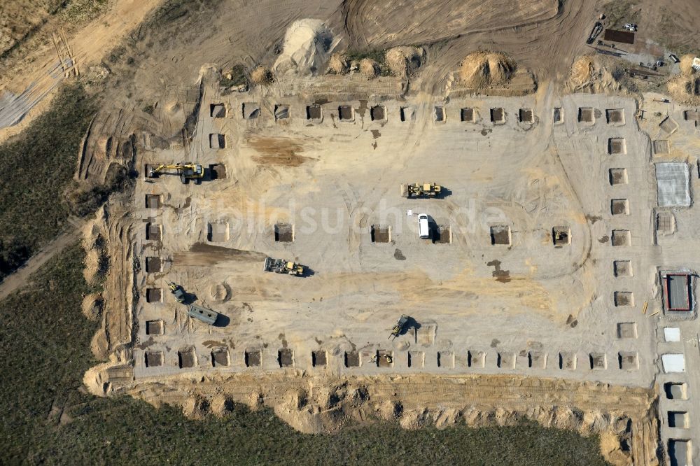 Luftbild Berlin - Baustelle zum Neubau eines Möbelhauses der Porta-Gruppe in Mahlsdorf in Berlin