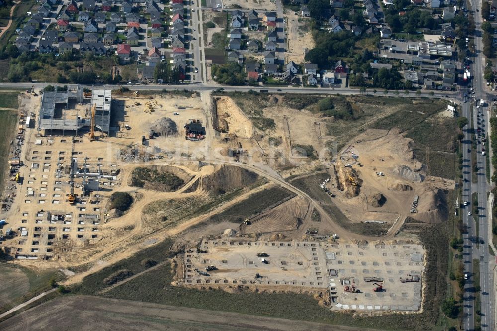 Luftaufnahme Berlin - Baustelle zum Neubau eines Möbelhauses der Porta-Gruppe in Mahlsdorf in Berlin