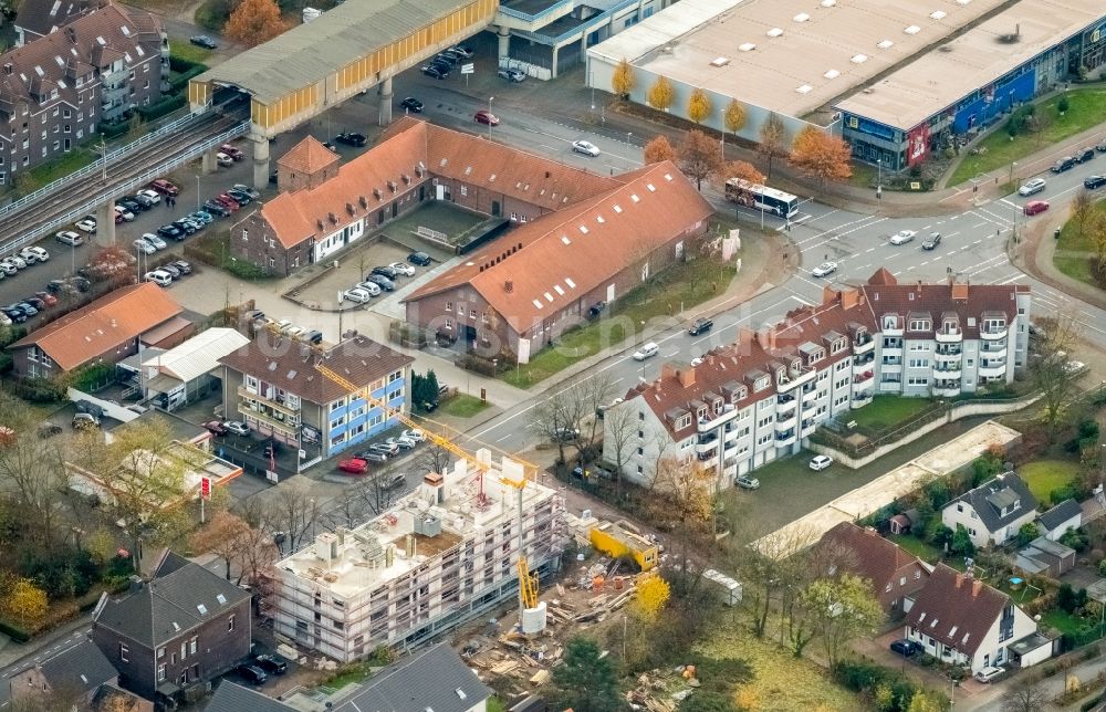 Luftbild Duisburg - Baustelle zum Neubau von Mehrfamilenwohnungen im Ortsteil Duisburg Süd in Duisburg im Bundesland Nordrhein-Westfalen