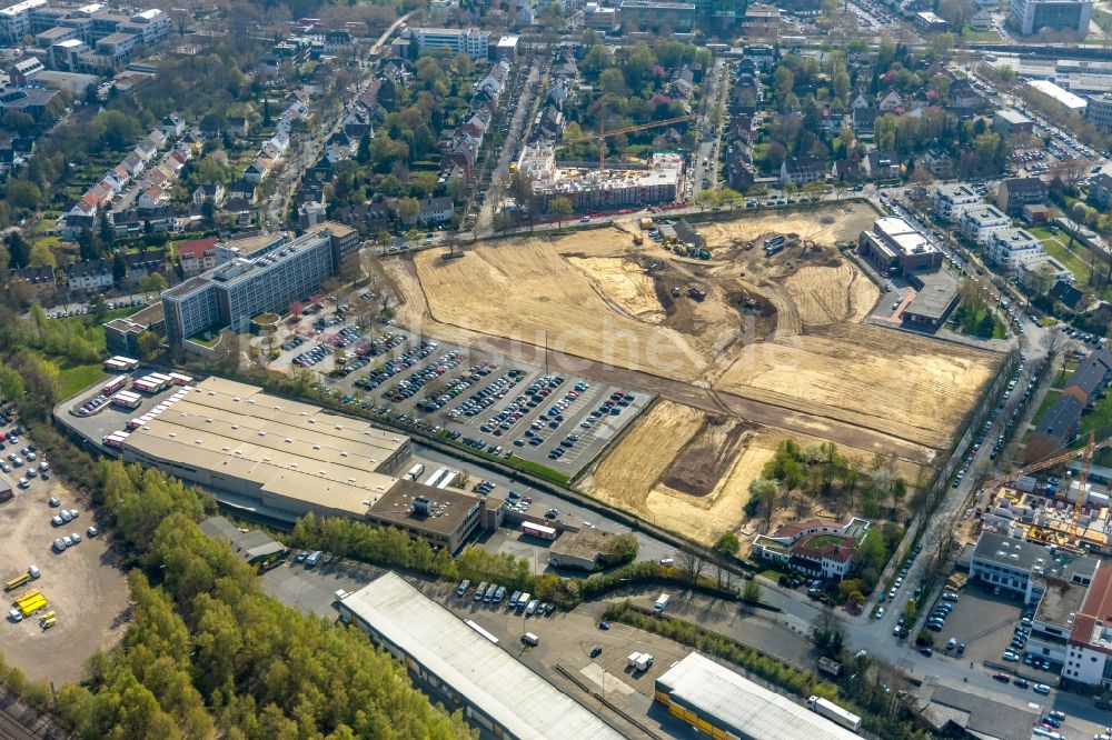 Dortmund von oben - Baustelle zum Neubau Mehrfamilienhaus in Dortmund im Bundesland Nordrhein-Westfalen, Deutschland