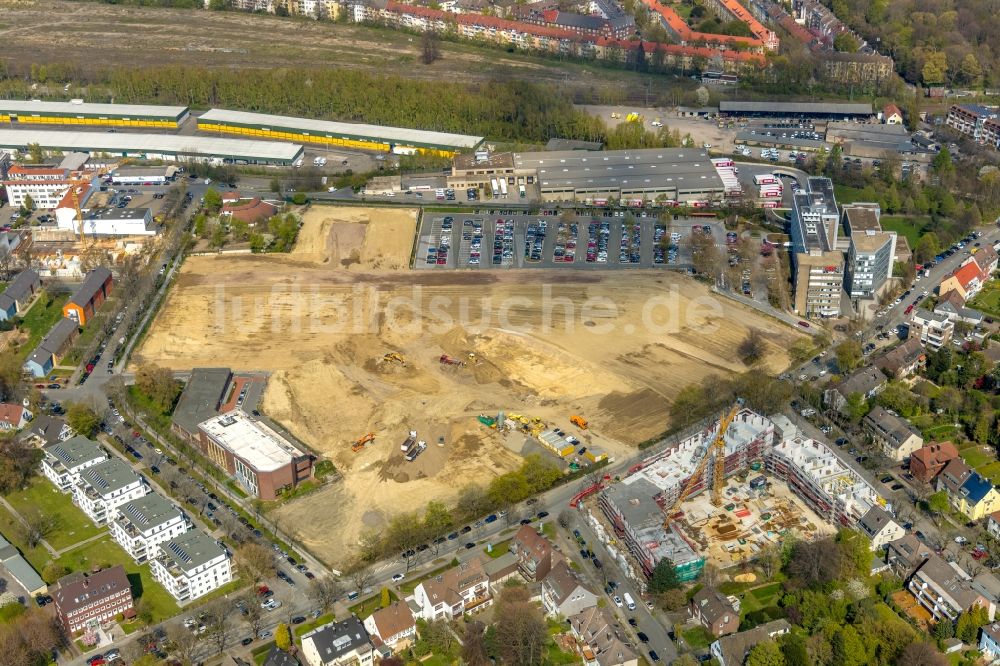 Luftaufnahme Dortmund - Baustelle zum Neubau Mehrfamilienhaus in Dortmund im Bundesland Nordrhein-Westfalen, Deutschland