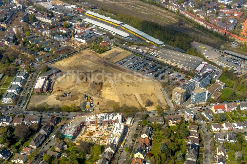 Dortmund von oben - Baustelle zum Neubau Mehrfamilienhaus in Dortmund im Bundesland Nordrhein-Westfalen, Deutschland