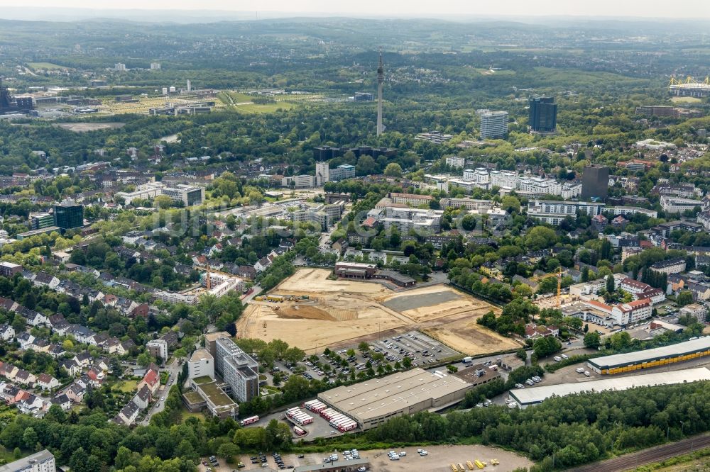 Dortmund von oben - Baustelle zum Neubau Mehrfamilienhaus in Dortmund im Bundesland Nordrhein-Westfalen, Deutschland