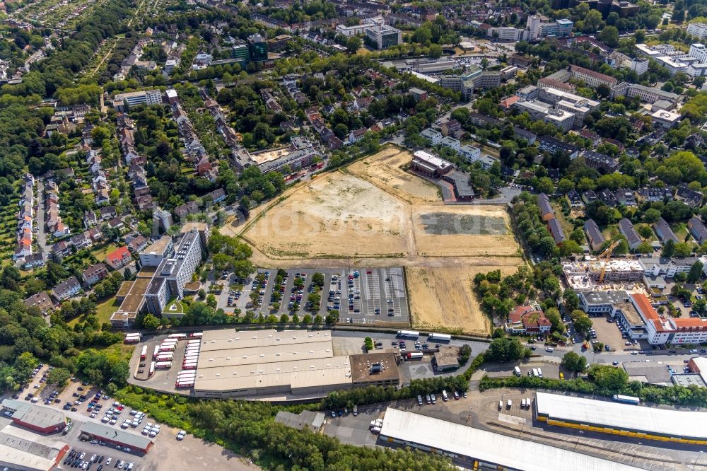 Dortmund von oben - Baustelle zum Neubau Mehrfamilienhaus in Dortmund im Bundesland Nordrhein-Westfalen, Deutschland