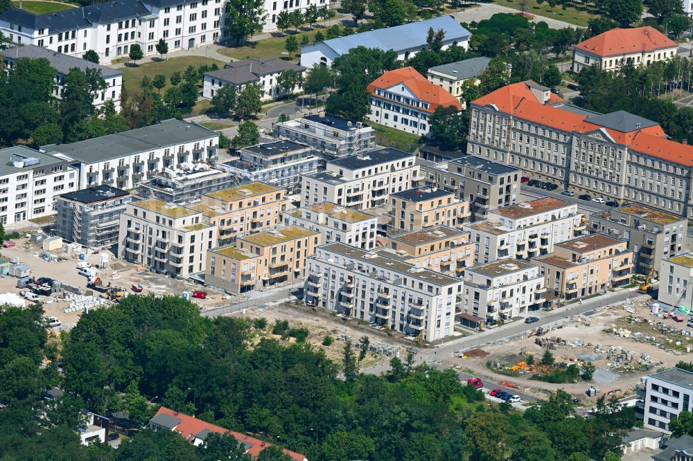 Luftaufnahme Dresden - Baustelle zum Neubau einer Mehrfamilienhaus-Wohnanlage Alberstadt-Ost im Ortsteil Albertstadt in Dresden im Bundesland Sachsen, Deutschland