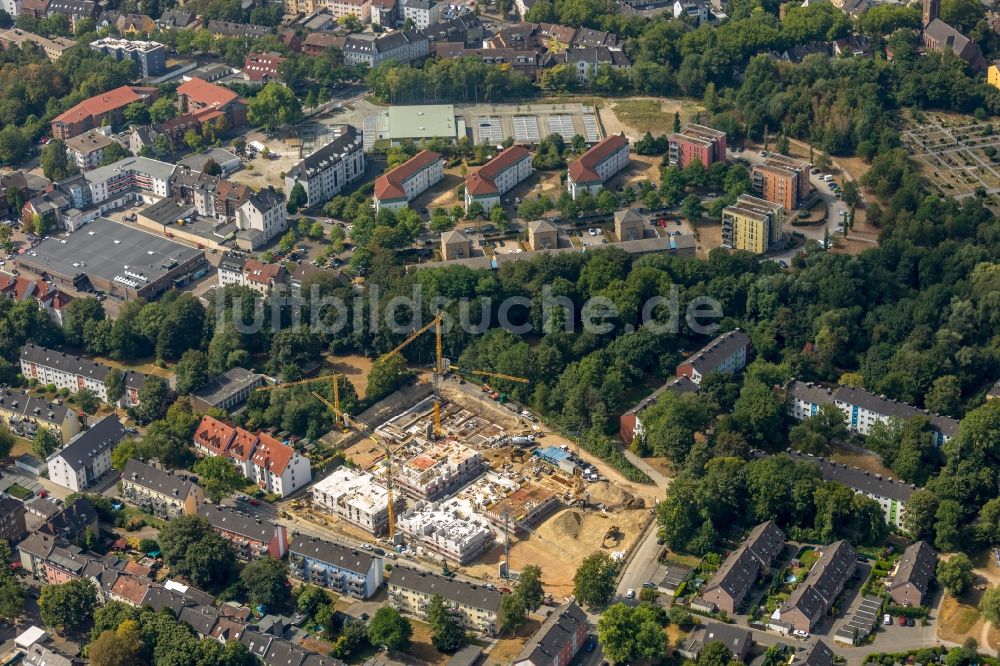 Luftaufnahme Herne - Baustelle zum Neubau einer Mehrfamilienhaus-Wohnanlage Albert-Schweitzer-Carré in Herne im Bundesland Nordrhein-Westfalen, Deutschland