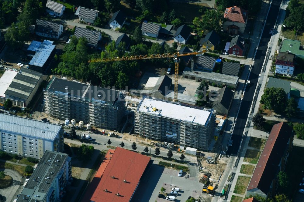 Luftbild Teltow - Baustelle zum Neubau einer Mehrfamilienhaus-Wohnanlage Albert-Wiebach-Straße in Teltow im Bundesland Brandenburg, Deutschland