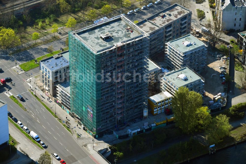 Luftaufnahme Berlin - Baustelle zum Neubau einer Mehrfamilienhaus-Wohnanlage Altonaer Straße - Bachstraße in Berlin