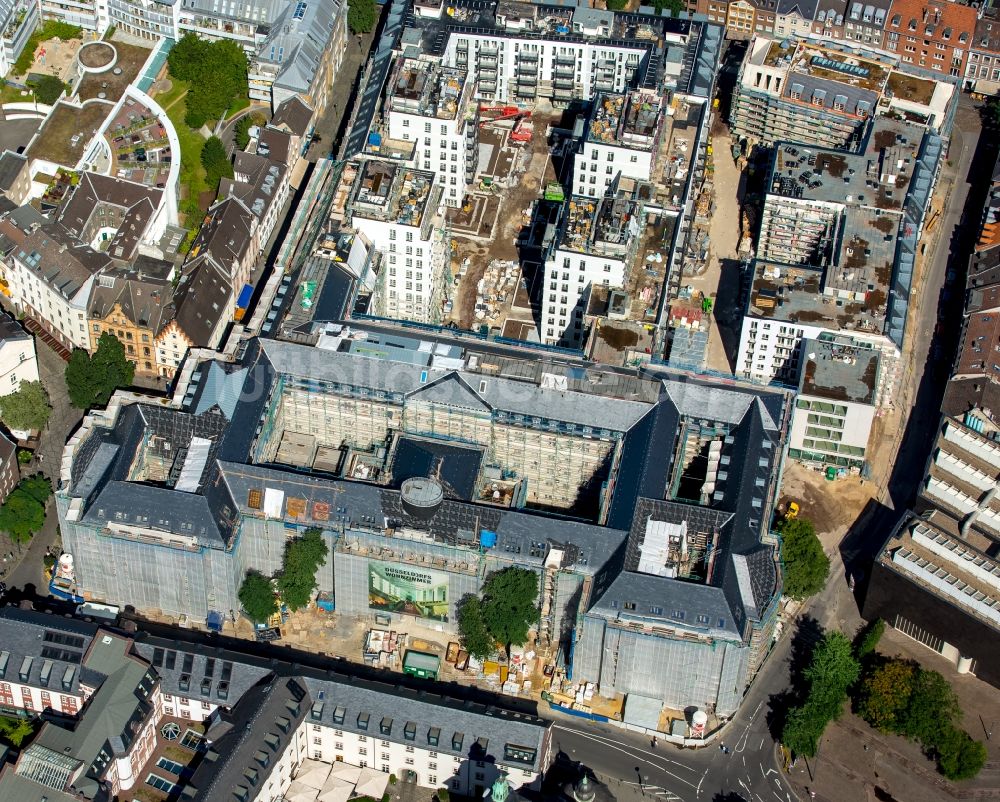 Luftbild Düsseldorf - Baustelle zum Neubau einer Mehrfamilienhaus-Wohnanlage Andreasquartier der Frankonia Eurobau Investment Hansaallee GmbH an der Mühlenstraße in Düsseldorf im Bundesland Nordrhein-Westfalen