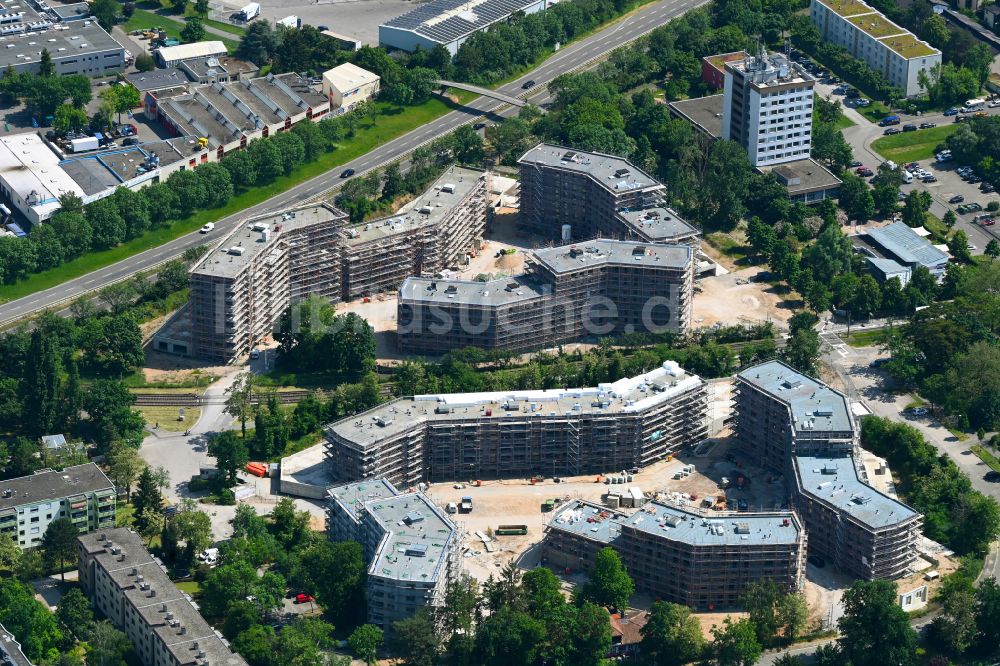 Karlsruhe aus der Vogelperspektive: Baustelle zum Neubau einer Mehrfamilienhaus-Wohnanlage August-Klingler-Areal im Ortsteil Daxlanden in Karlsruhe im Bundesland Baden-Württemberg, Deutschland