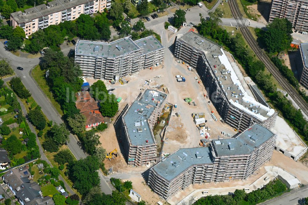 Luftaufnahme Karlsruhe - Baustelle zum Neubau einer Mehrfamilienhaus-Wohnanlage August-Klingler-Areal im Ortsteil Daxlanden in Karlsruhe im Bundesland Baden-Württemberg, Deutschland