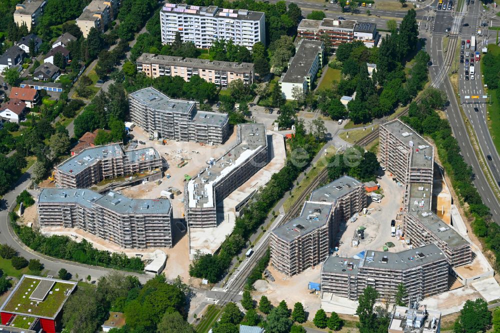 Luftbild Karlsruhe - Baustelle zum Neubau einer Mehrfamilienhaus-Wohnanlage August-Klingler-Areal im Ortsteil Daxlanden in Karlsruhe im Bundesland Baden-Württemberg, Deutschland