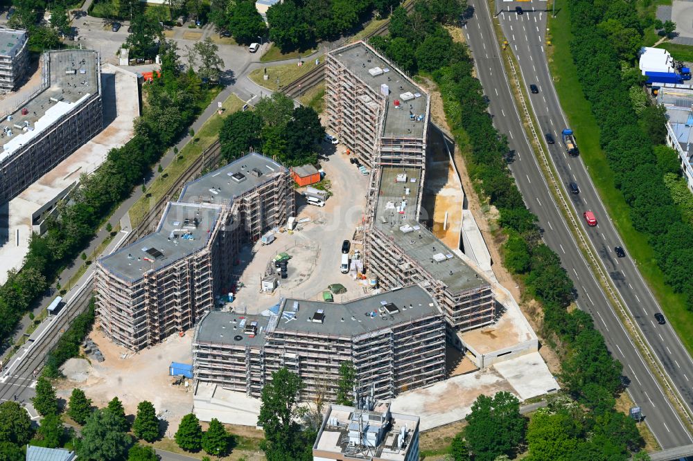 Luftaufnahme Karlsruhe - Baustelle zum Neubau einer Mehrfamilienhaus-Wohnanlage August-Klingler-Areal im Ortsteil Daxlanden in Karlsruhe im Bundesland Baden-Württemberg, Deutschland