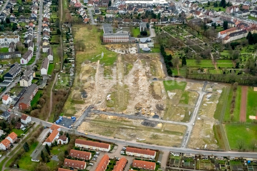 Luftbild Hamm - Baustelle zum Neubau einer Mehrfamilienhaus-Wohnanlage auf dem Beisenkamp in Hamm im Bundesland Nordrhein-Westfalen, Deutschland