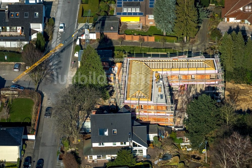 Luftbild Unna - Baustelle zum Neubau einer Mehrfamilienhaus-Wohnanlage am Bergpfad in Unna im Bundesland Nordrhein-Westfalen, Deutschland