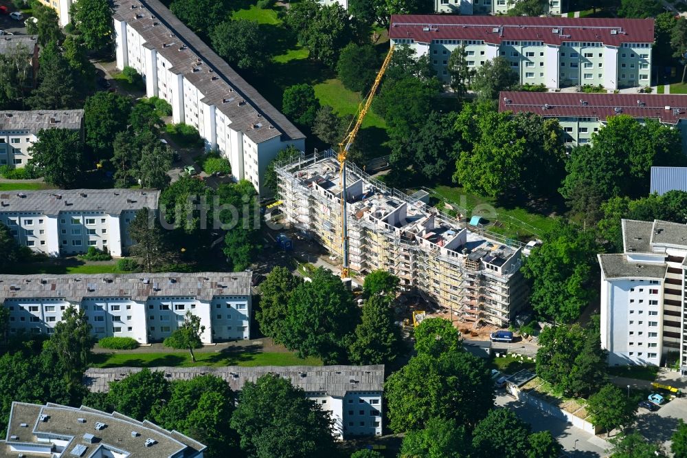 Luftaufnahme Nürnberg - Baustelle zum Neubau einer Mehrfamilienhaus-Wohnanlage an der Bernadottestraße - Nansenstraße in Nürnberg im Bundesland Bayern, Deutschland