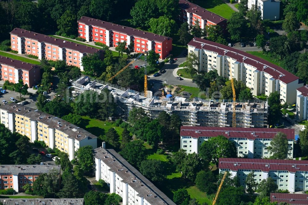 Nürnberg von oben - Baustelle zum Neubau einer Mehrfamilienhaus-Wohnanlage an der Bernadottestraße - Nansenstraße in Nürnberg im Bundesland Bayern, Deutschland