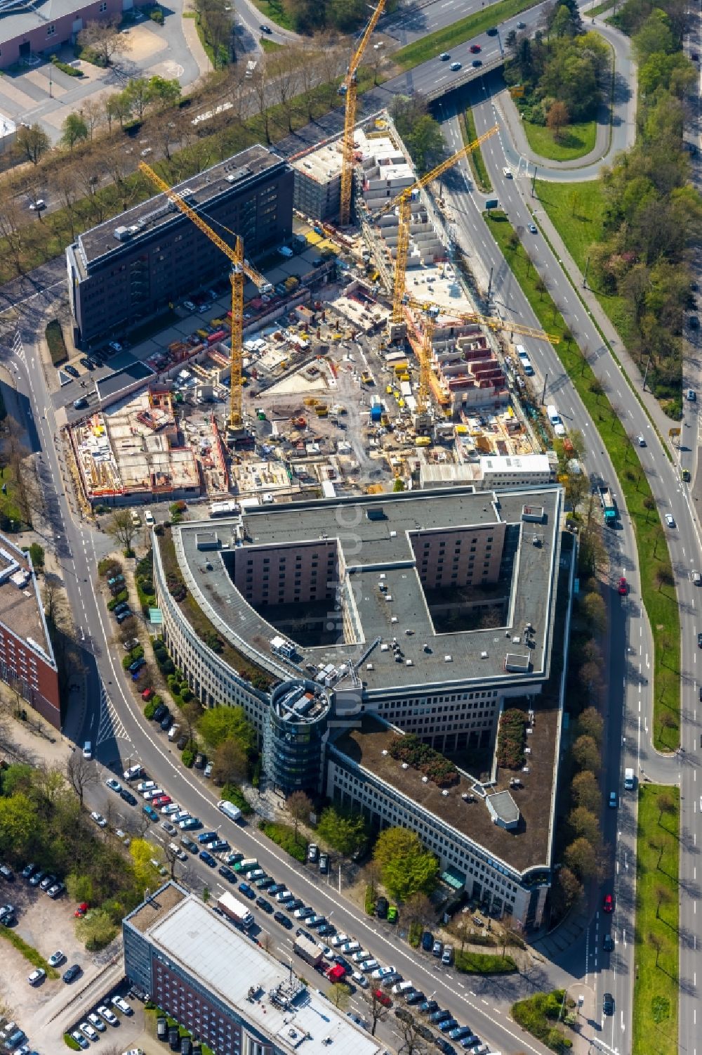 Dortmund aus der Vogelperspektive: Baustelle zum Neubau einer Mehrfamilienhaus-Wohnanlage Berswordt-Quartier in Dortmund im Bundesland Nordrhein-Westfalen, Deutschland