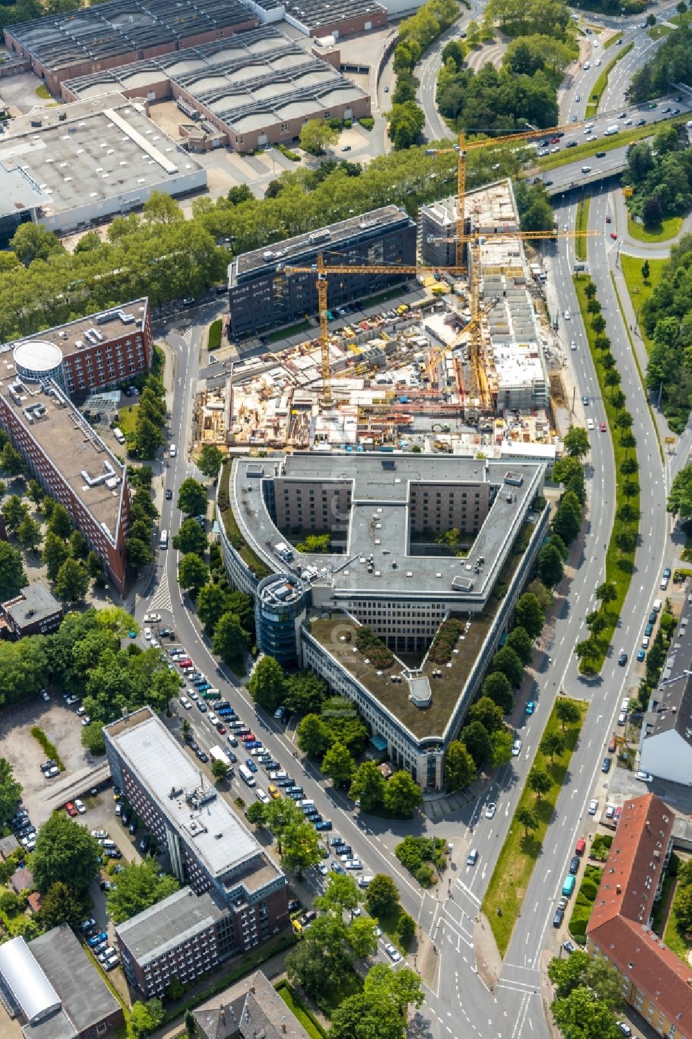 Dortmund von oben - Baustelle zum Neubau einer Mehrfamilienhaus-Wohnanlage Berswordt-Quartier in Dortmund im Bundesland Nordrhein-Westfalen, Deutschland