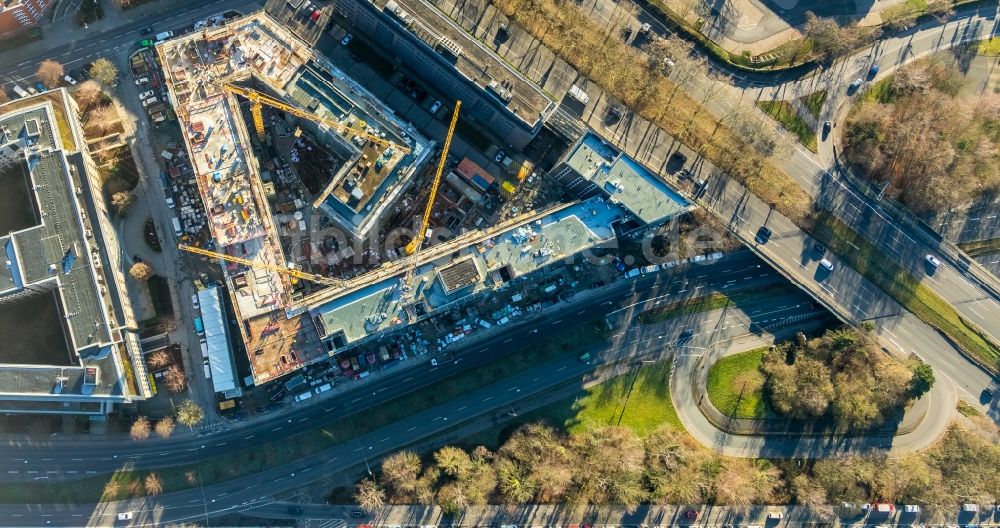 Dortmund aus der Vogelperspektive: Baustelle zum Neubau einer Mehrfamilienhaus-Wohnanlage Berswordt-Quartier in Dortmund im Bundesland Nordrhein-Westfalen, Deutschland