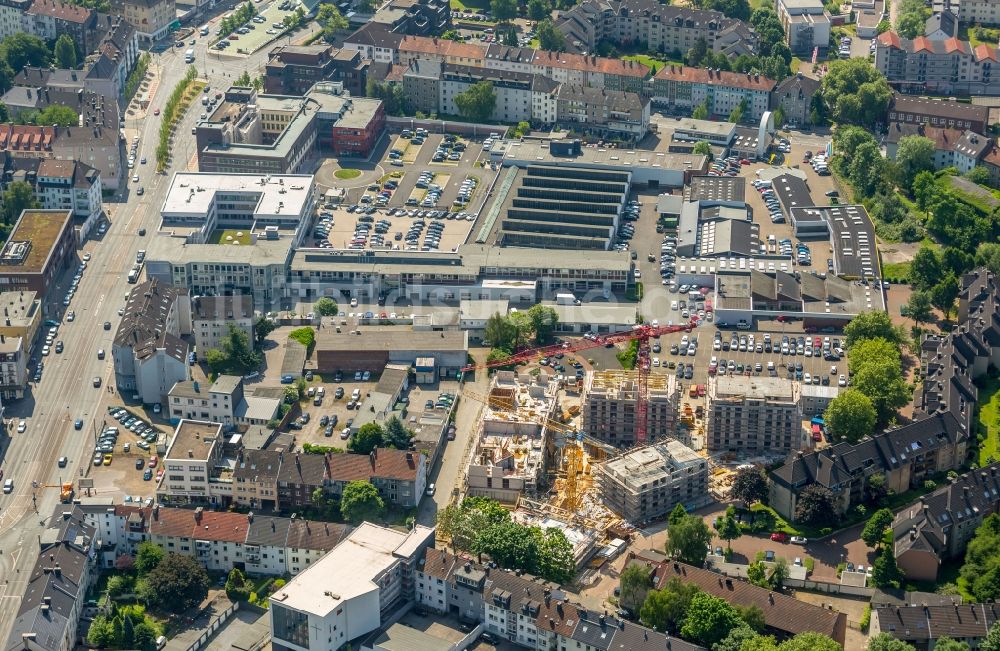 Luftaufnahme Bochum - Baustelle zum Neubau einer Mehrfamilienhaus-Wohnanlage in Bochum im Bundesland Nordrhein-Westfalen