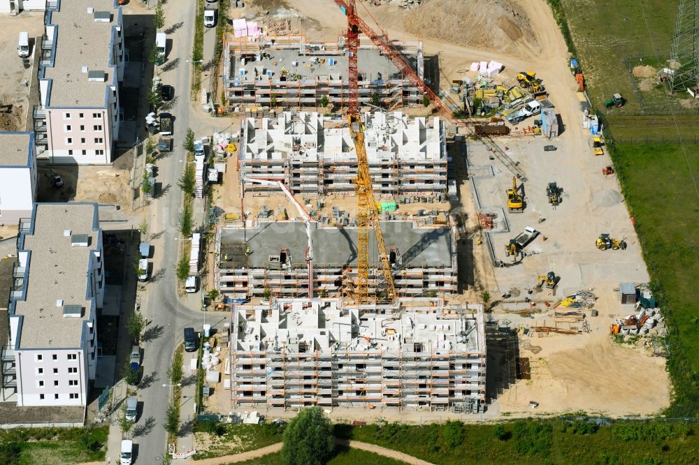 Luftaufnahme Schönefeld - Baustelle zum Neubau einer Mehrfamilienhaus-Wohnanlage der Bonava Deutschland GmbH in Schönefeld im Bundesland Brandenburg, Deutschland