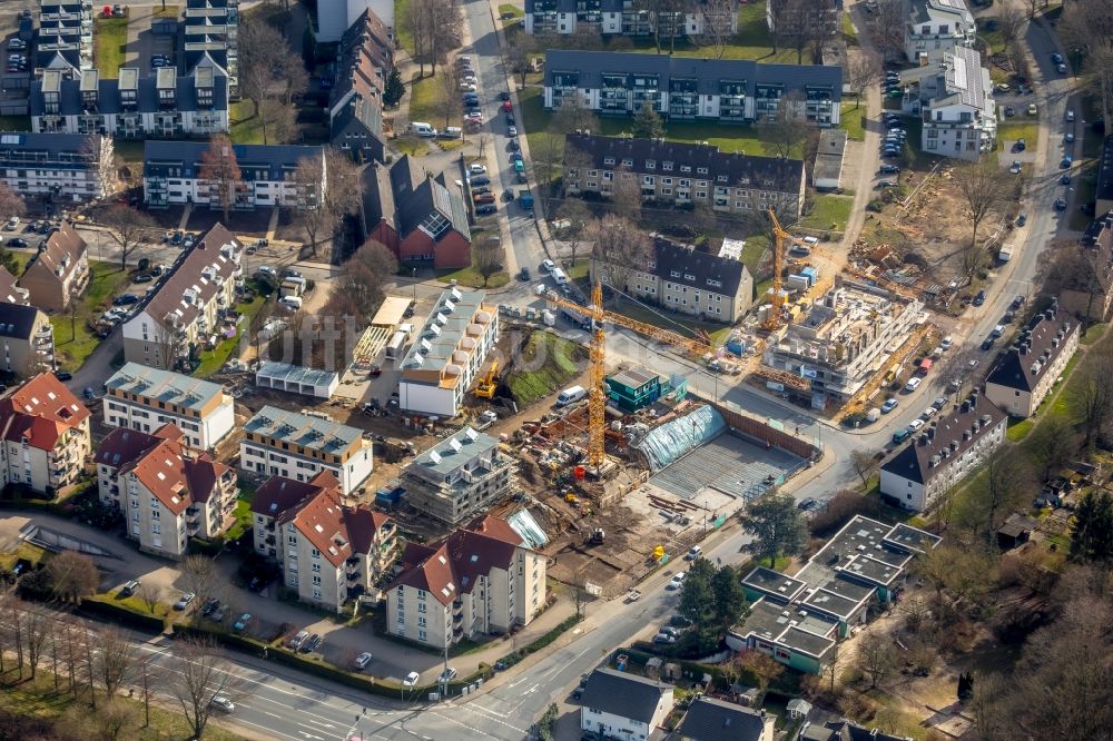 Luftbild Hattingen - Baustelle zum Neubau einer Mehrfamilienhaus-Wohnanlage der Bonava Deutschland GmbH am Südring - Uhlandstraße in Hattingen im Bundesland Nordrhein-Westfalen, Deutschland