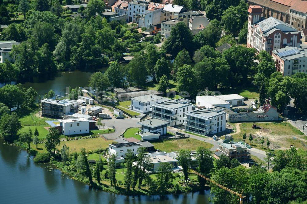 Luftbild Brandenburg an der Havel - Baustelle zum Neubau einer Mehrfamilienhaus-Wohnanlage in Brandenburg an der Havel im Bundesland Brandenburg, Deutschland