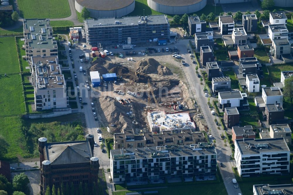 Bremen von oben - Baustelle zum Neubau einer Mehrfamilienhaus-Wohnanlage der BREBAU GmbH in Bremen, Deutschland