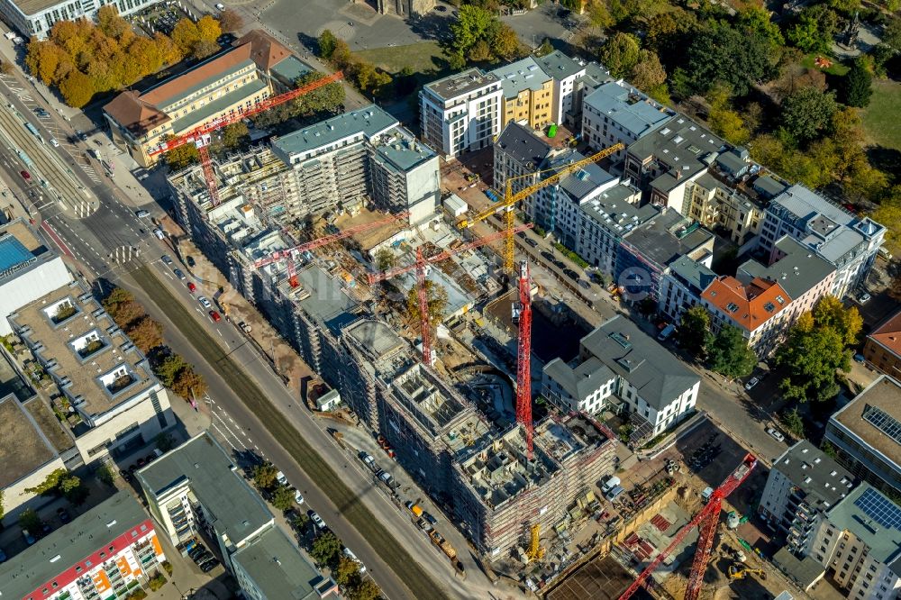 Luftbild Magdeburg - Baustelle zum Neubau einer Mehrfamilienhaus-Wohnanlage Breiter Weg - Danzstraße in Magdeburg im Bundesland Sachsen-Anhalt, Deutschland