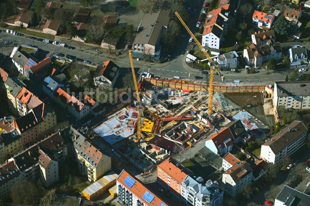 Luftaufnahme Nürnberg - Baustelle zum Neubau einer Mehrfamilienhaus-Wohnanlage Carlina Park im Ortsteil Maxfeld in Nürnberg im Bundesland Bayern, Deutschland