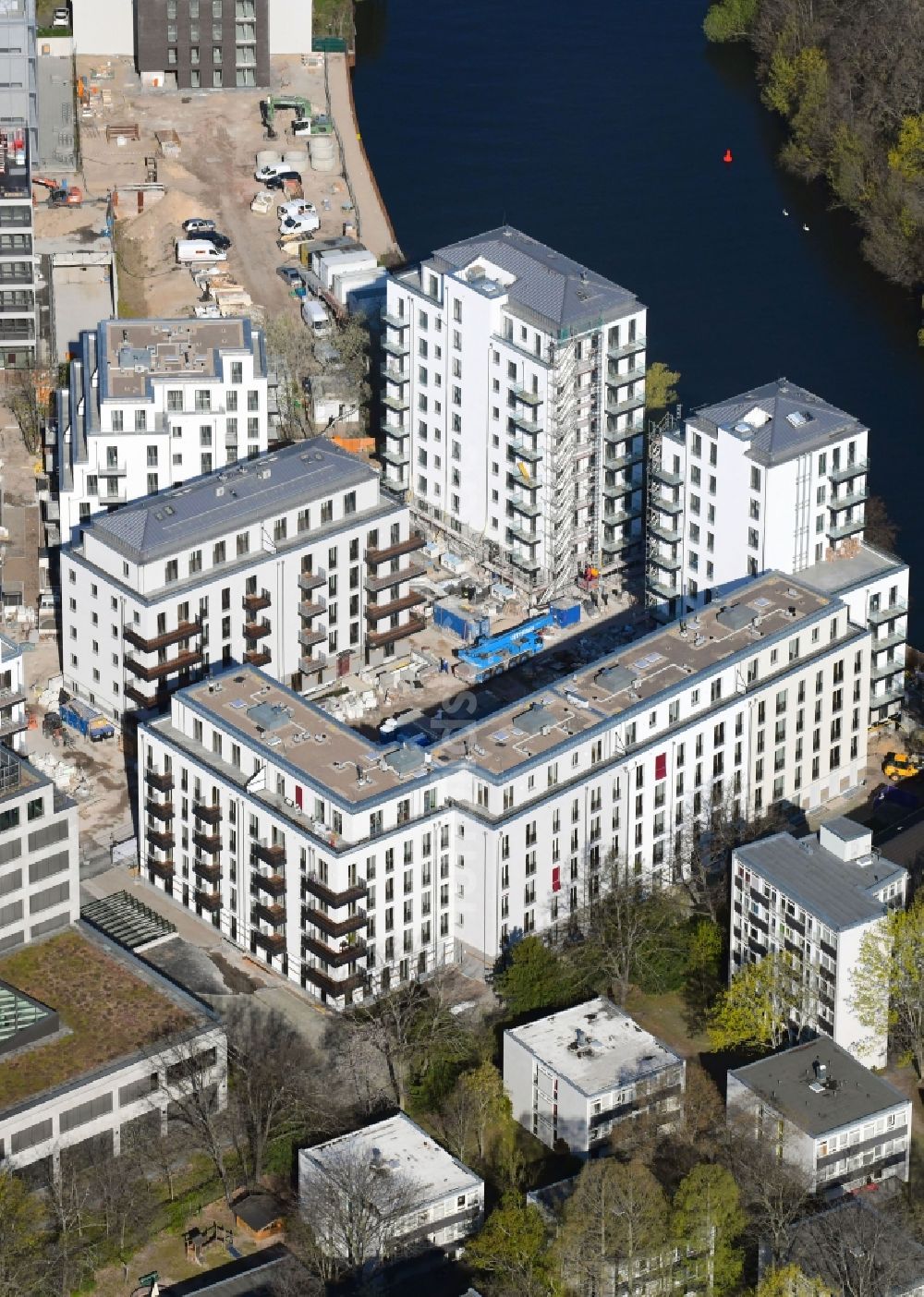 Luftaufnahme Berlin - Baustelle zum Neubau einer Mehrfamilienhaus-Wohnanlage No.1 Charlottenburg in Berlin, Deutschland