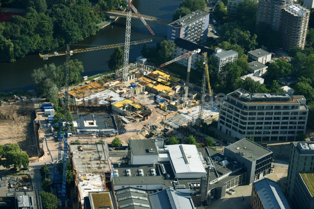 Berlin von oben - Baustelle zum Neubau einer Mehrfamilienhaus-Wohnanlage No.1 Charlottenburg an der Wegelystraße zum Spree- Ufer im Ortsteil Charlottenburg-Wilmersdorf in Berlin, Deutschland