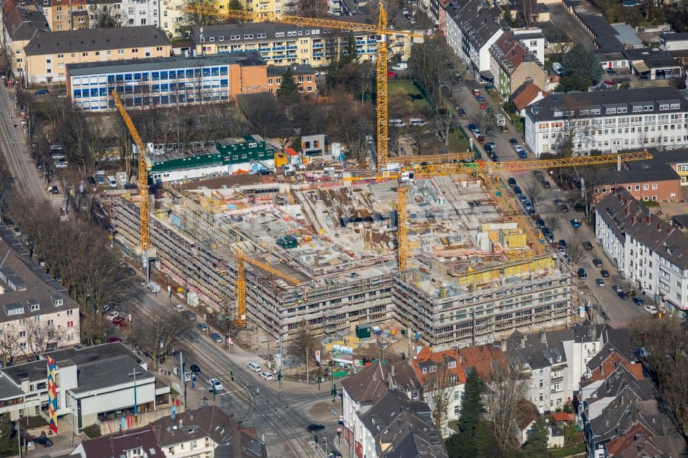 Luftaufnahme Essen - Baustelle zum Neubau einer Mehrfamilienhaus-Wohnanlage „ Cranachhöfe “ in Essen im Bundesland Nordrhein-Westfalen - NRW, Deutschland