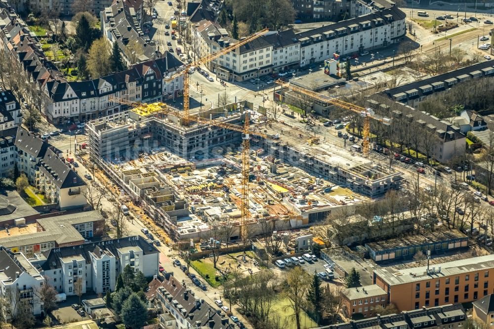 Luftbild Essen - Baustelle zum Neubau einer Mehrfamilienhaus-Wohnanlage „ Cranachhöfe “ in Essen im Bundesland Nordrhein-Westfalen - NRW, Deutschland